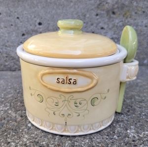 Ceramic salsa bowl with scoop